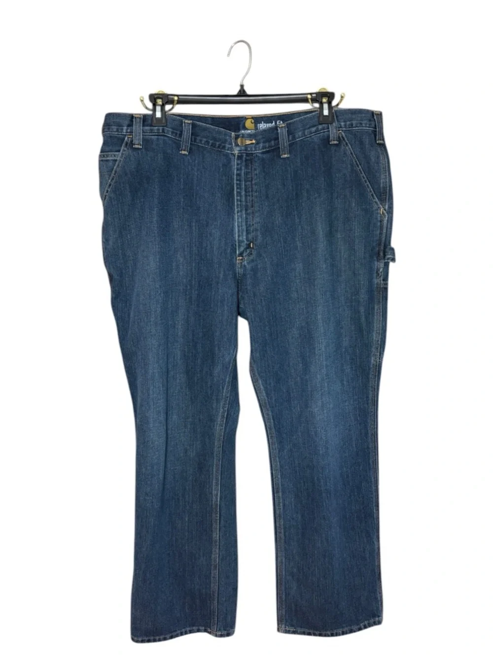 Carhartt Holter Dungaree Jeans Men's 44x30 Relaxed Fit Carpenter Blue 103327-966